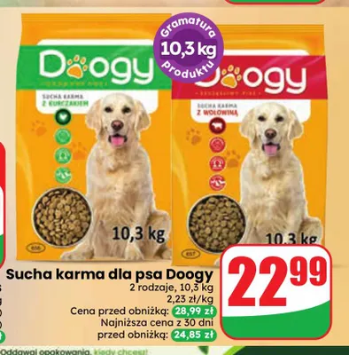 Sucha karma dla psa z kurczakiem Doogy promocja w Dino