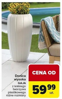 Donica wysoka Gaja z lekkiego tworzywa plastikowego różne rozmiary promocja w Carrefour