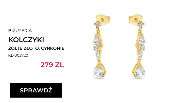 Kolczyki Briju żółte złoto cyrkonie KL-003720 promocja w Briju