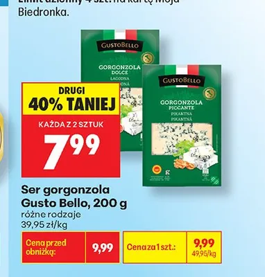 Ser gorgonzola Gusto Bello Piccante pikantna promocja w Biedronka