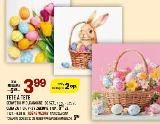 Jajka Tęte à Tete serwetki wielkanocne promocja w Drogerie Natura