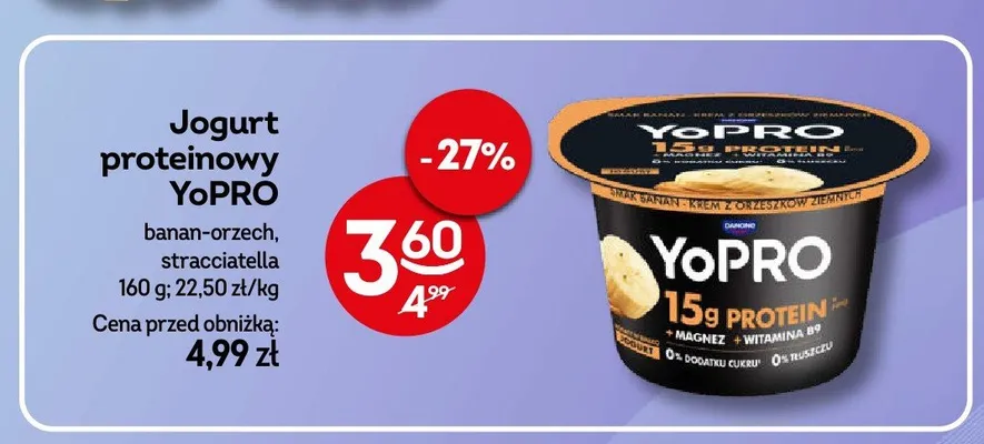 Jogurt proteinowy YoPRO banan-orzech promocja w Żabka