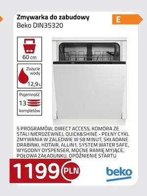 Zmywarka do zabudowy Beko DIN35320 promocja w kakto.pl