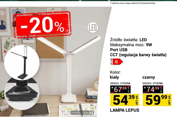 Lampa LED Lepus biała promocja w Merkury Market