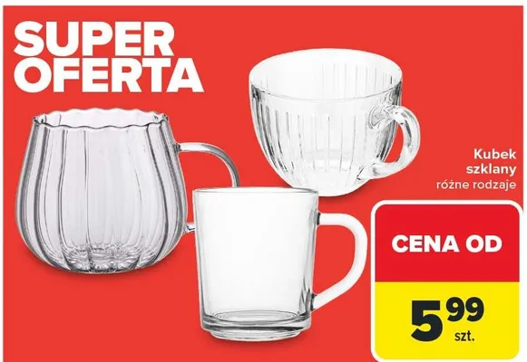 Kubek szklany różne rodzaje promocja w Carrefour