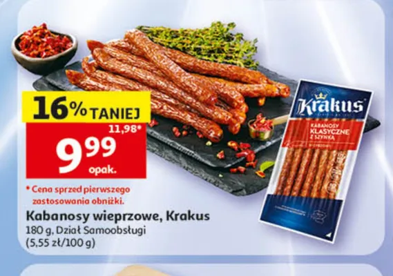 Kabanosy wieprzowe Krakus promocja w Auchan