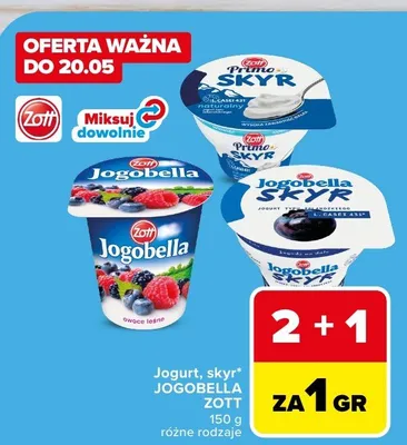 Skyr jagody na dole Zott Primo promocja w Carrefour Market