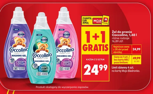 Żel do prania Coccolino Wonder Wash Crystal White promocja w Biedronka