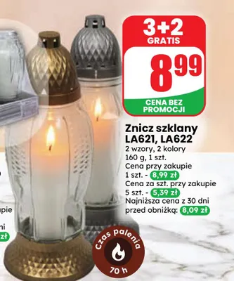 Znicz szklany LA621 promocja w Dino