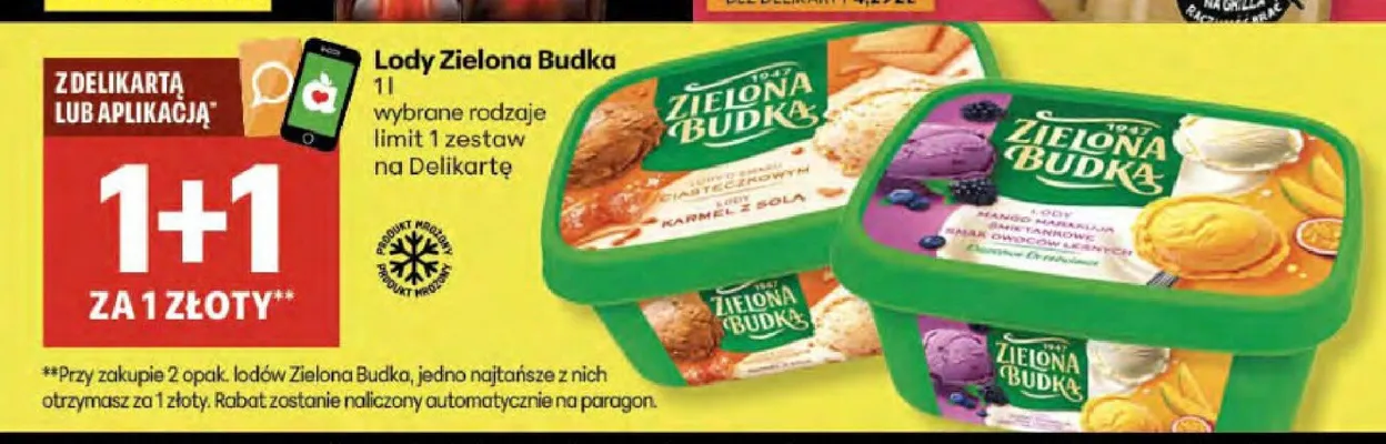 Lody Zielona Budka promocja w Delikatesy Centrum