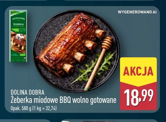 Żeberka miodowe BBQ wolno gotowane Dolina Dobra promocja w Aldi