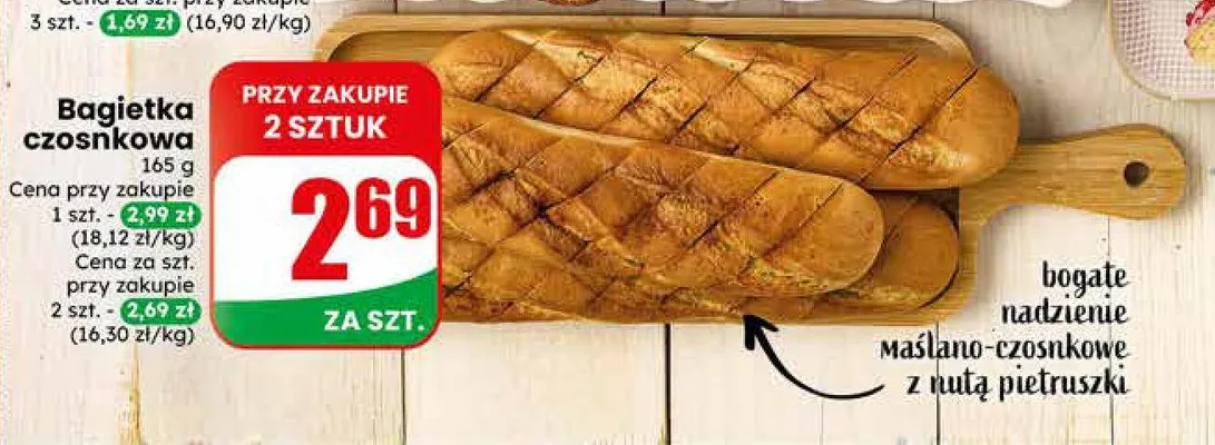 Bagietka czosnkowa promocja w Dino