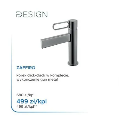 Bateria umywalkowa Design Zaffiro gun metal promocja w Blu Salony Łazienek