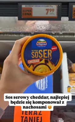 Sos serowy Hochland SoSer Cheddar Nowość promocja w Biedronka