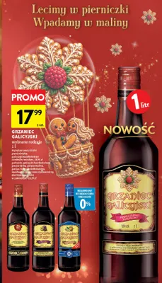 Wino czerwone Grzaniec Galicyjski pierniczkowo-malinowy promocja w Intermarche