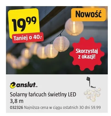 Solarny łańcuch świetlny LED Anslut 3,8 m promocja w Jula