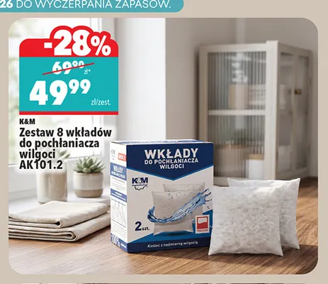 Zestaw 8 wkładów do pochłaniacza wilgoci AK101,2 K & M promocja w Biedronka