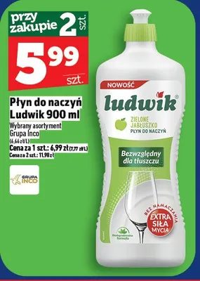 Płyn do naczyń Ludwik 900 ml promocja w TOPAZ
