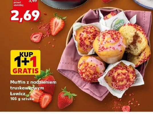 Muffin z nadzieniem truskawkowym Łowicz promocja w Kaufland