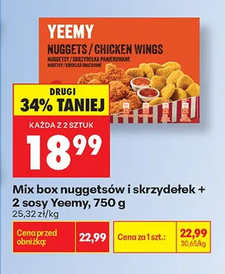 Mix box nuggetsów i skrzydełek + 2 sosy Yeemy promocja w Biedronka
