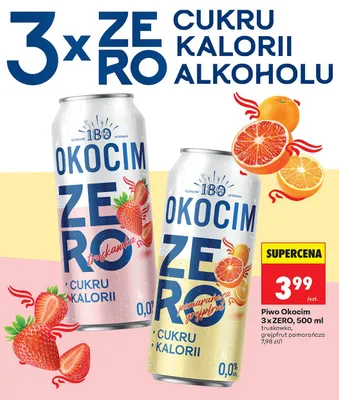 Piwo bezalkoholowe Okocim Zero pomarańcza grejpfrut promocja w Biedronka