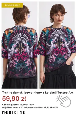 T-shirt damski bawełniany z kolekcji Tattoo Art Medicine promocja w Medicine