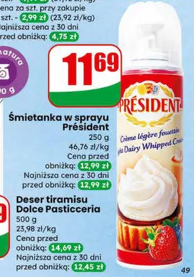 Śmietanka w sprayu promocja w Dino