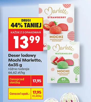 Deser lodowy Mochi Marletto arbuzowy promocja w Biedronka