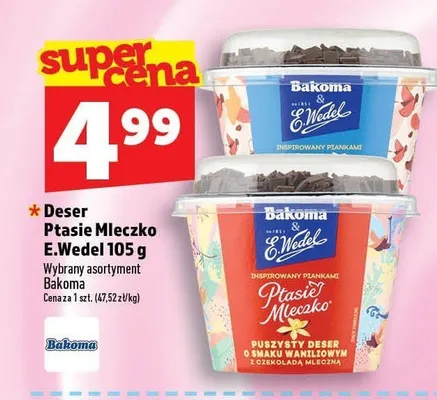 Deser Ptasie Mleczko E.Wedel inspirowany piankami Bakoma promocja w TOPAZ