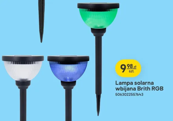 Lampa solarna wbijana Brith RGB promocja w Castorama