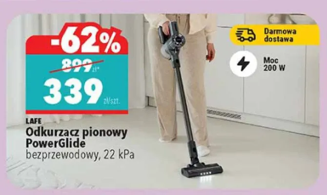 Odkurzacz pionowy LAFE PowerGlide bezprzewodowy 22 kPa promocja w Biedronka