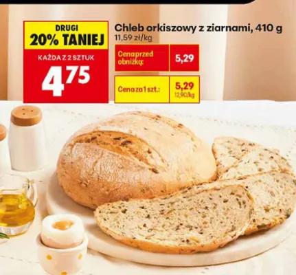 Chleb orkiszowy z ziarnami promocja w Biedronka