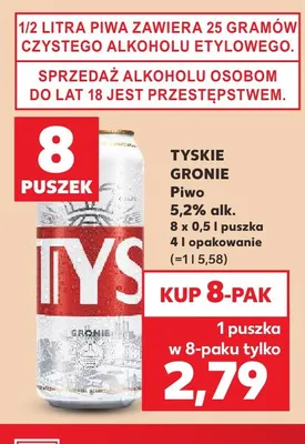Piwo Tyskie Gronie 8-pak 500 ml promocja w Kaufland