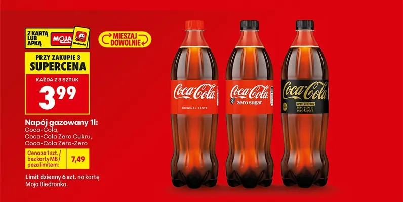 Napój gazowany Coca-Cola Zero Sugar promocja w Biedronka