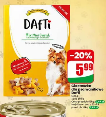 Ciasteczka dla psa waniliowe Dafti promocja w Dino