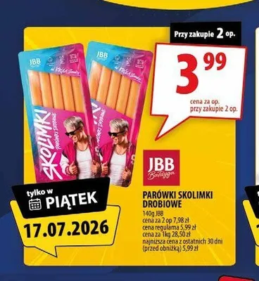 Parówki Skolimki drobiowe JBB promocja w Arhelan