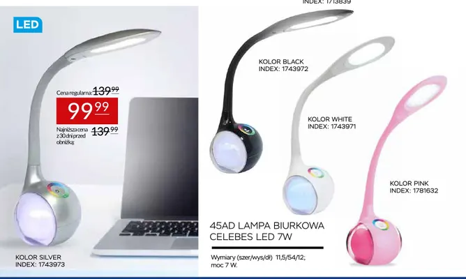 45AD Lampa biurkowa Celebes LED promocja w Abra Meble
