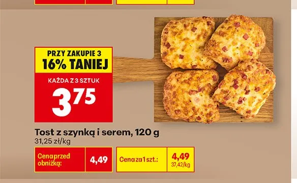 Tost z szynką i serem promocja w Biedronka