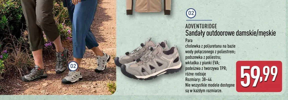 Sandały outdoorowe damskie/męskie promocja w Aldi