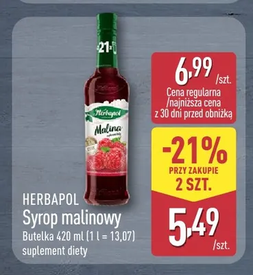 Syrop malinowy Herbapol promocja w Aldi