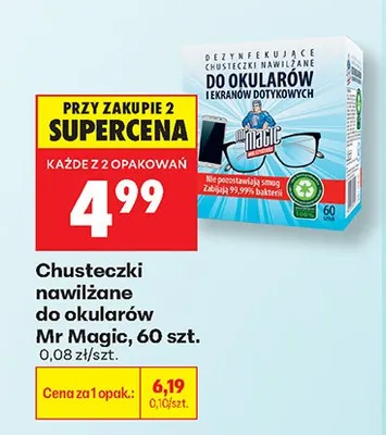 Chusteczki nawilżane do okularów Mr Magic promocja w Biedronka