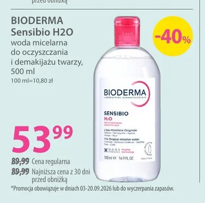 Sensibio H2O woda micelarna do oczyszczania i demakijażu twarzy Bioderma promocja w Hebe