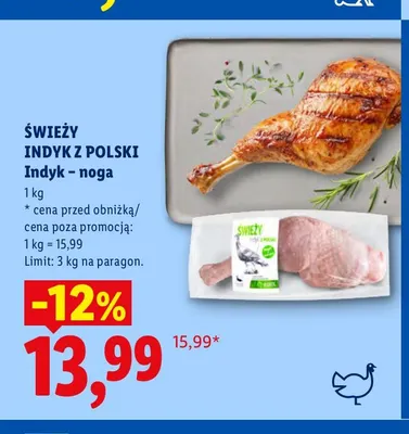 Indyk - noga Świeży Indyk z Polski promocja w Lidl