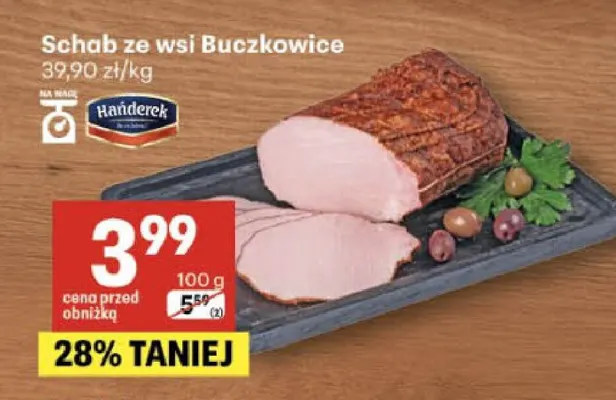 Schab ze wsi Buczkowice Hańderek promocja w Delikatesy Centrum