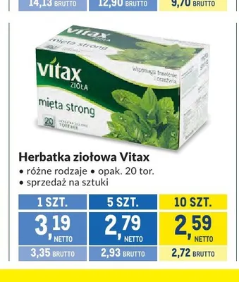 Herbatka ziołowa Vitax Mięta Strong 20-pak promocja w Makro