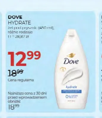 Żel pod prysznic Dove Hydrate promocja w Drogerie Jawa