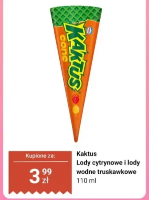 Lody cytrynowe i lody wodne truskawkowe Kaktus promocja w Dino