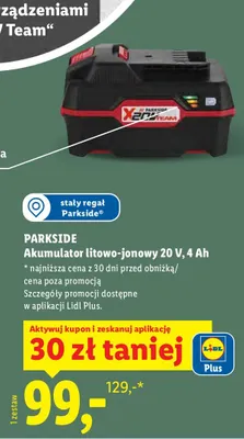 Akumulator litowo-jonowy 20 V, 4 Ah promocja w Lidl