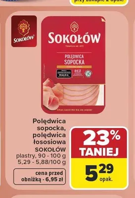Polędwica sopocka Sokołów plastry promocja w Carrefour