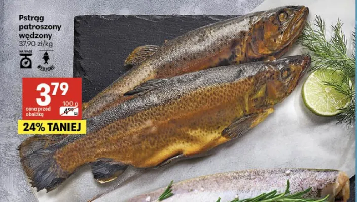 Pstrąg patroszony wędzony promocja w Delikatesy Centrum